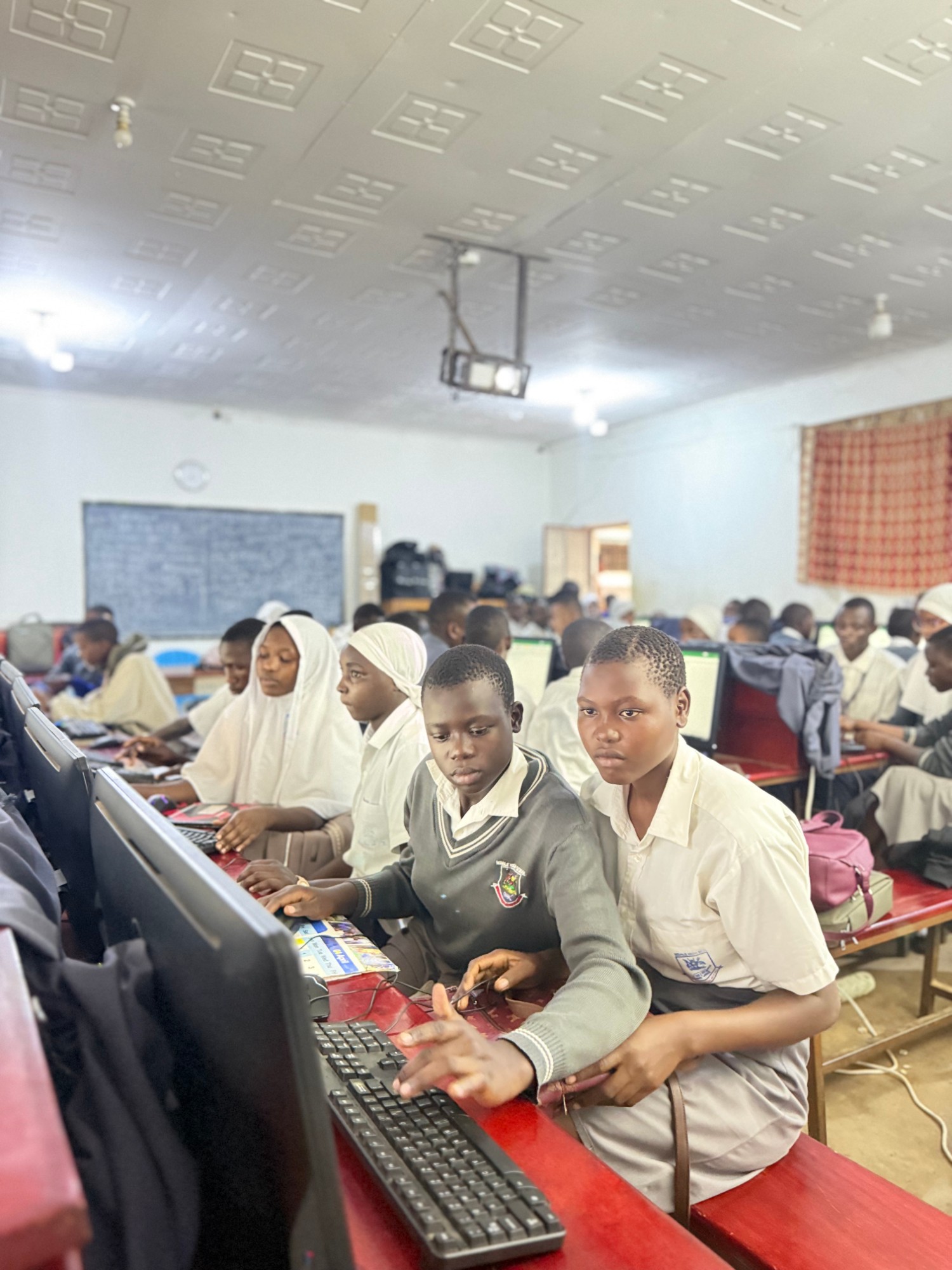 Students using the computer lab at Mbale High School